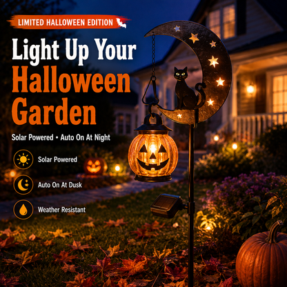 🔥 HOT SALE 👻 Solar Halloween Garden Stake Light with Black Cat & Pumpkin