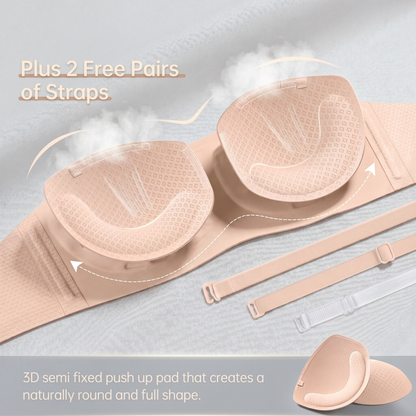 💞Womens Strapless Bras Push Up Bandeau Bra Non Slip Wireless Supportive Padded Bras Seamless Comfortable Tube Jelly Bra