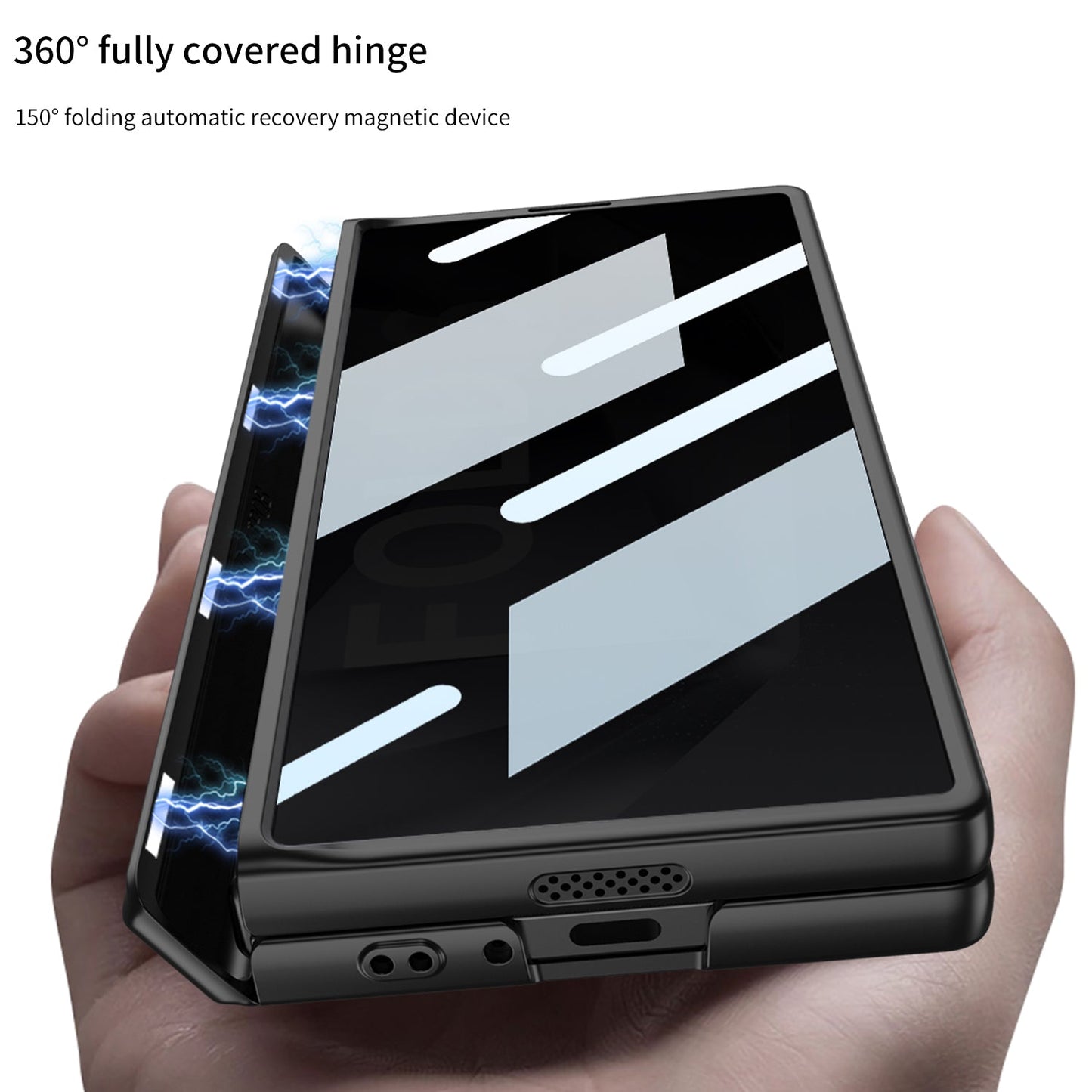 Magnetic Hinge Hidden Bracket All-included Case With Back Screen Protector For Galaxy Z Fold 8/7/6/5/4/3