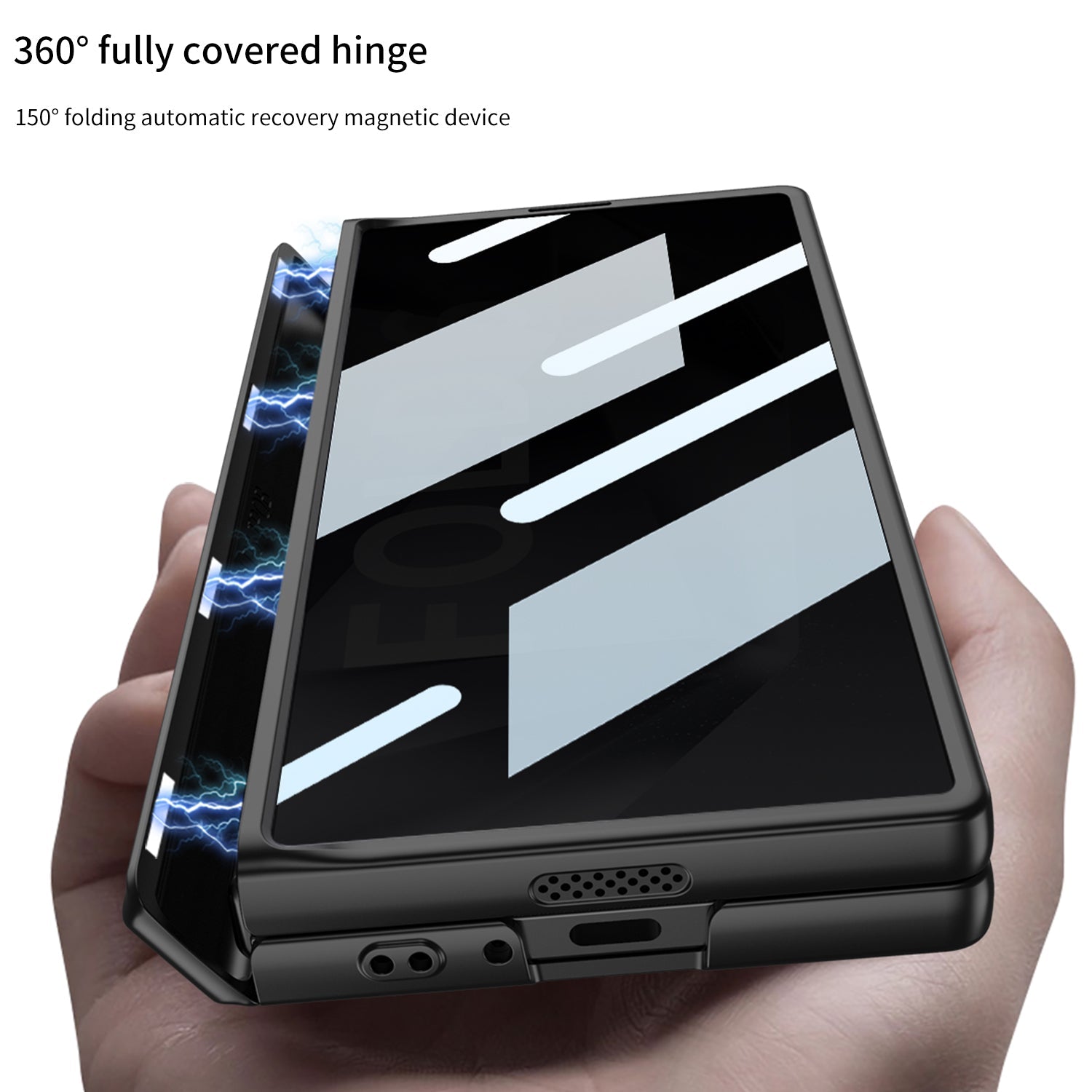 Magnetic Hinge Hidden Bracket All-included Case With Back Screen Protector For Galaxy Z Fold 8/7/6/5/4/3