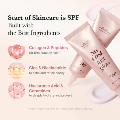 Collagen Sunscreen SPF 50 Lightweight No White Cast Glow Formula（Free mascara）