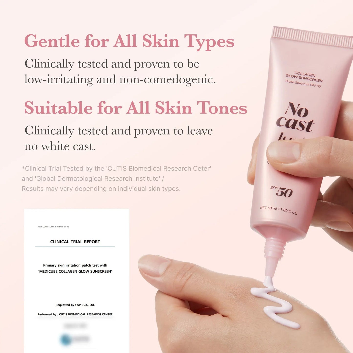 Collagen Sunscreen SPF 50 Lightweight No White Cast Glow Formula（Free mascara）
