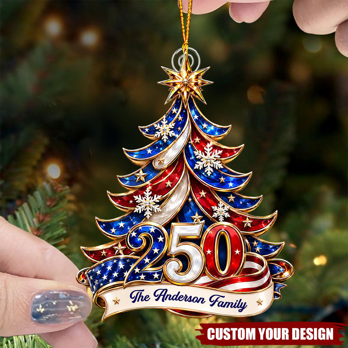 USA Flag Christmas Tree Ornament