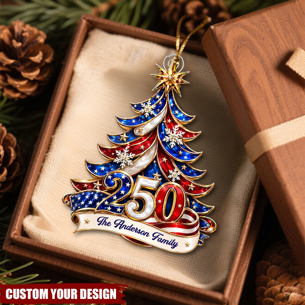 USA Flag Christmas Tree Ornament