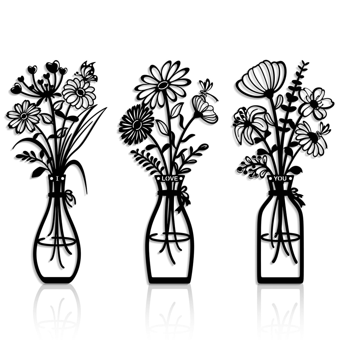 🔥Hot Sale-3 Pcs Metal Flowers Wall Art