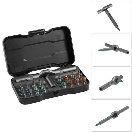 S2 Steel Magnetic Ratchet Screwdriver Set, Precision Screwdriver Kit with Removable Bits for Furniture Assembly, Home Repair & DIY Projects