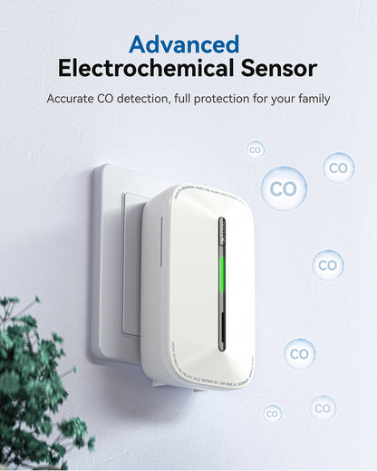 SITERWELL Plug in Carbon Monoxide Detector 10 Year Battery, CO Alarm Detector with Electrochemical Sensor and Sound Warning, AC Powered Portable Carbon Monoxide Detector for Home Office Travel,2-Pack