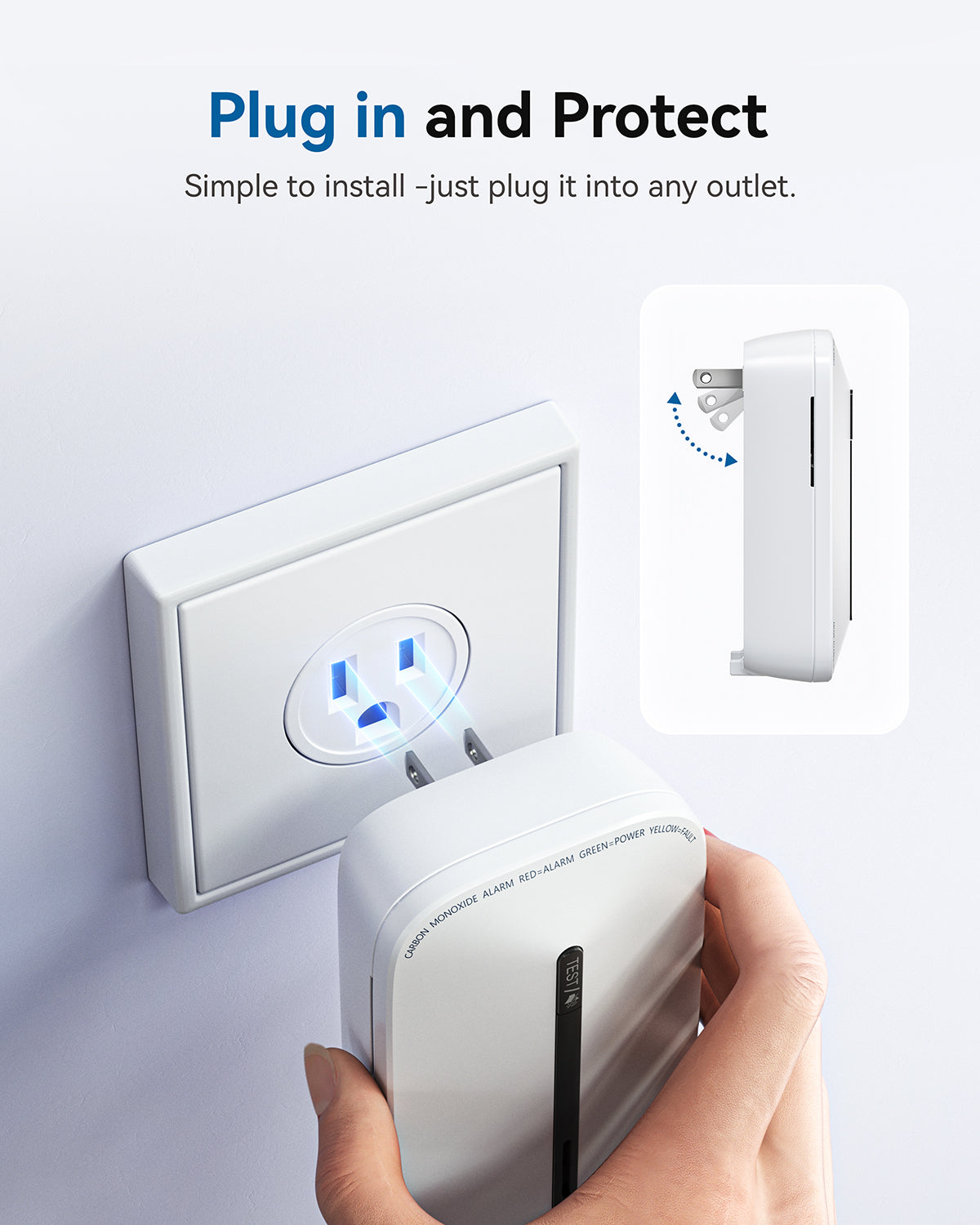 SITERWELL Plug in Carbon Monoxide Detector 10 Year Battery, CO Alarm Detector with Electrochemical Sensor and Sound Warning, AC Powered Portable Carbon Monoxide Detector for Home Office Travel,2-Pack