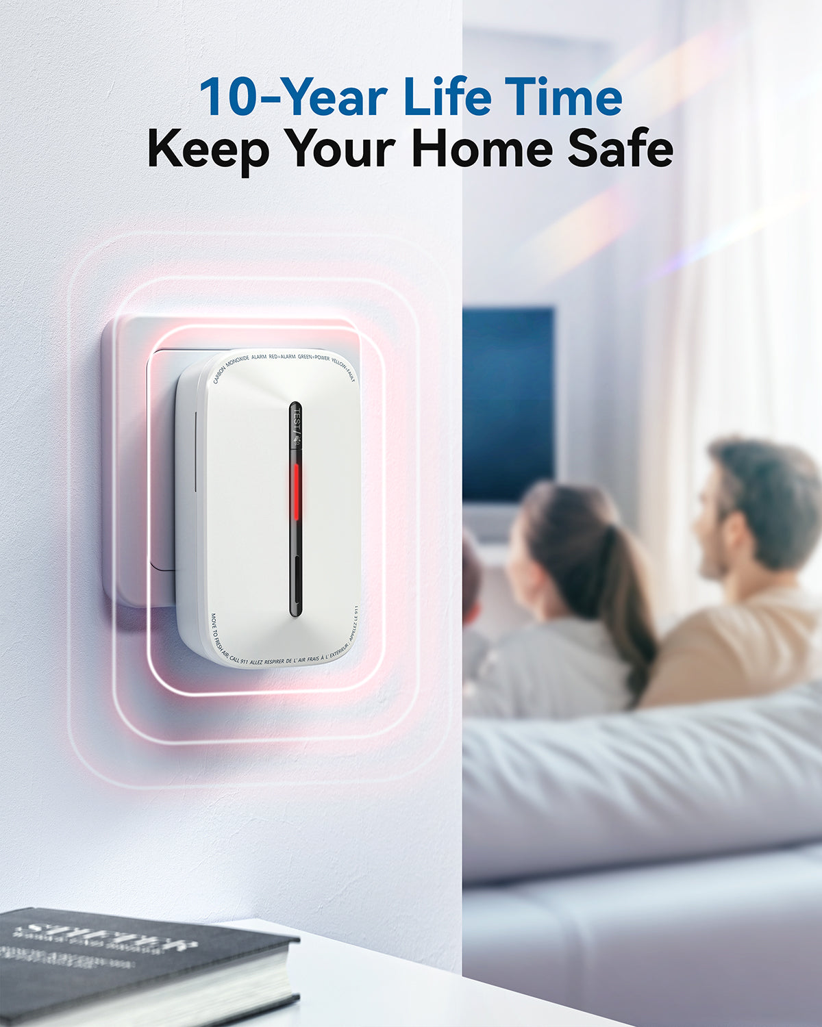 SITERWELL Plug in Carbon Monoxide Detector 10 Year Battery, CO Alarm Detector with Electrochemical Sensor and Sound Warning, AC Powered Portable Carbon Monoxide Detector for Home Office Travel,2-Pack