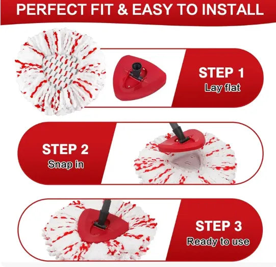🔥 2026 Upgraded Spin Mop Heads with Scrubbing Pad