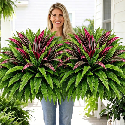 💥Summer Special🔥 Large UV-Resistant Artificial Fern & Red Dracaena Decorative Plants – Full, Lush & Fade-Resistant!