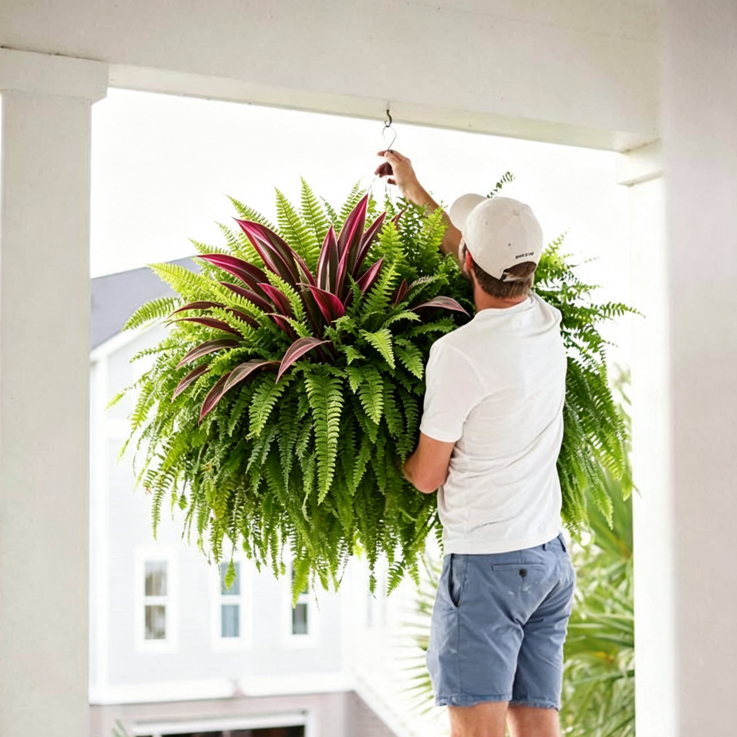 💥Summer Special🔥 Large UV-Resistant Artificial Fern & Red Dracaena Decorative Plants – Full, Lush & Fade-Resistant!