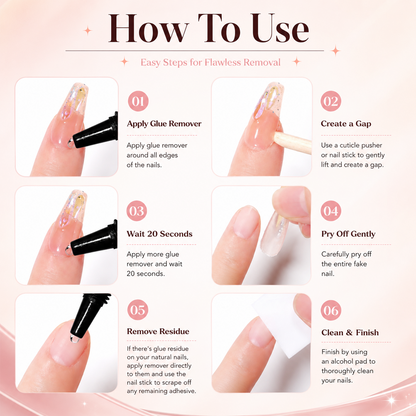Semi Solid Nail Glue Gel with Gift Remover for Press On Nails