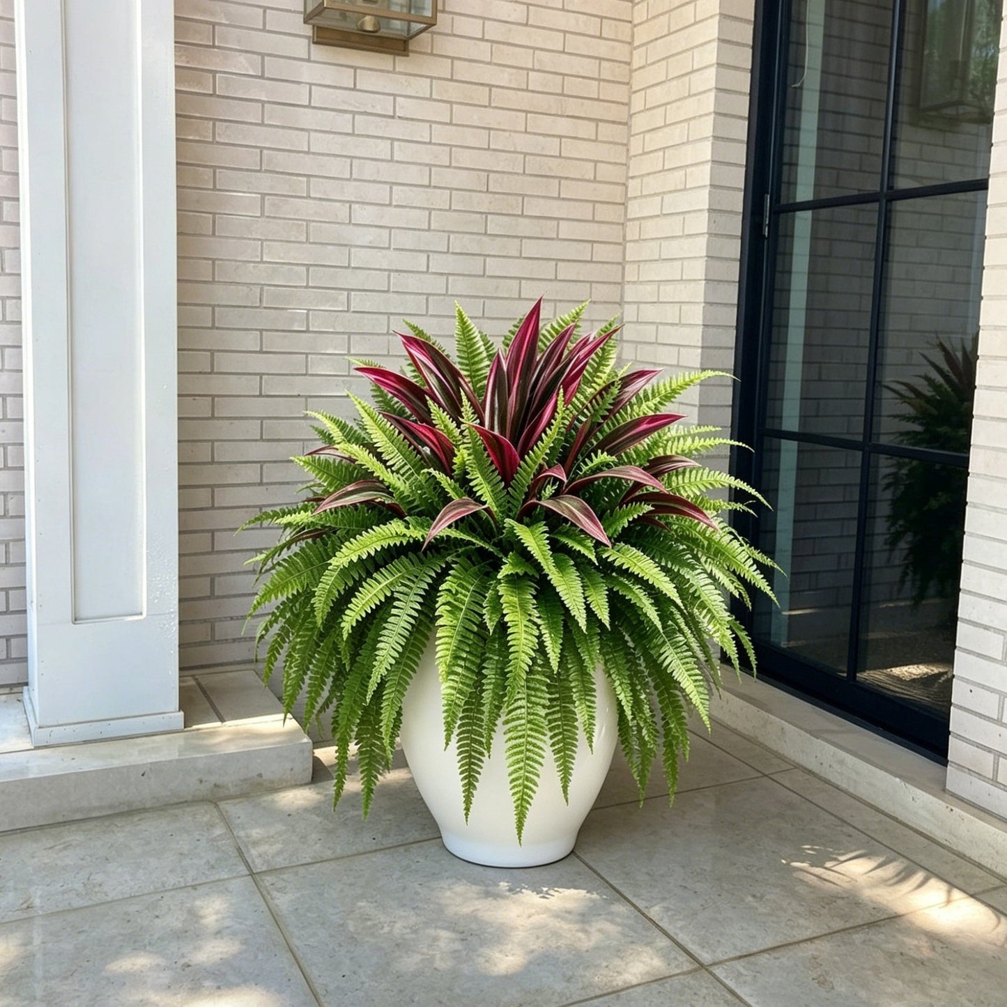 💥Summer Special🔥 Large UV-Resistant Artificial Fern & Red Dracaena Decorative Plants – Full, Lush & Fade-Resistant!