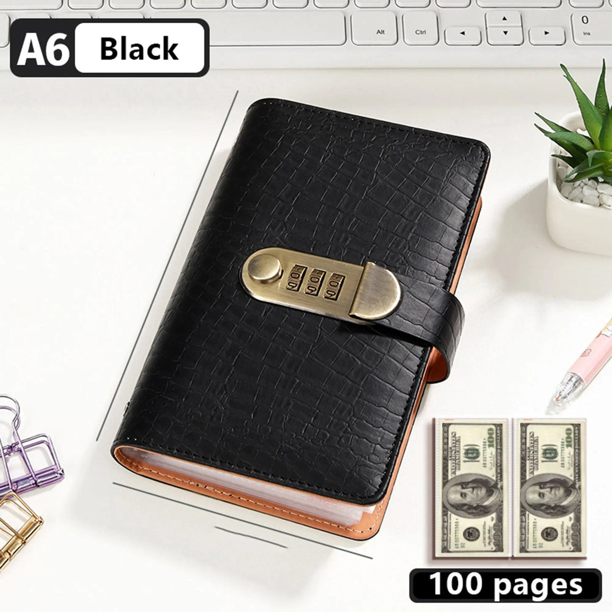 🔥 Last Day 49% OFF– Lockable A6 Savings Notebook with 3-Digit Combination Lock 💰 - Midnight Black
