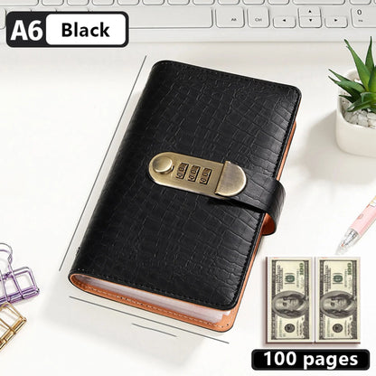 🔥 Last Day 49% OFF– Lockable A6 Savings Notebook with 3-Digit Combination Lock 💰 - Midnight Black