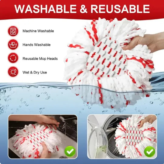 🔥 2026 Upgraded Spin Mop Heads with Scrubbing Pad
