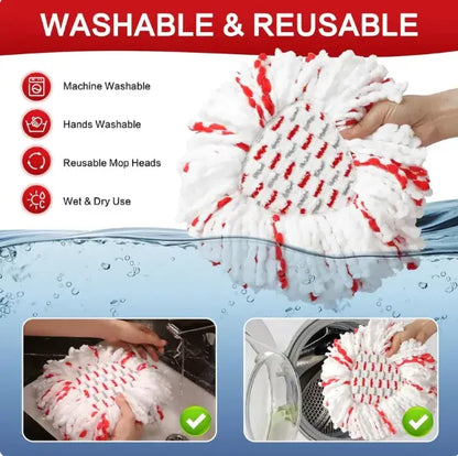 🔥 2026 Upgraded Spin Mop Heads with Scrubbing Pad