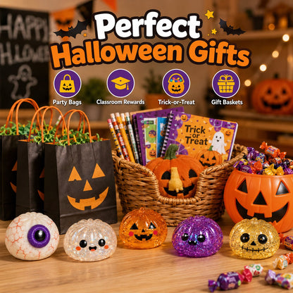 🎃 Halloween Squishy Squeeze Toy – 5 Styles Soft Pumpkin & Eyeball Fidget Toys