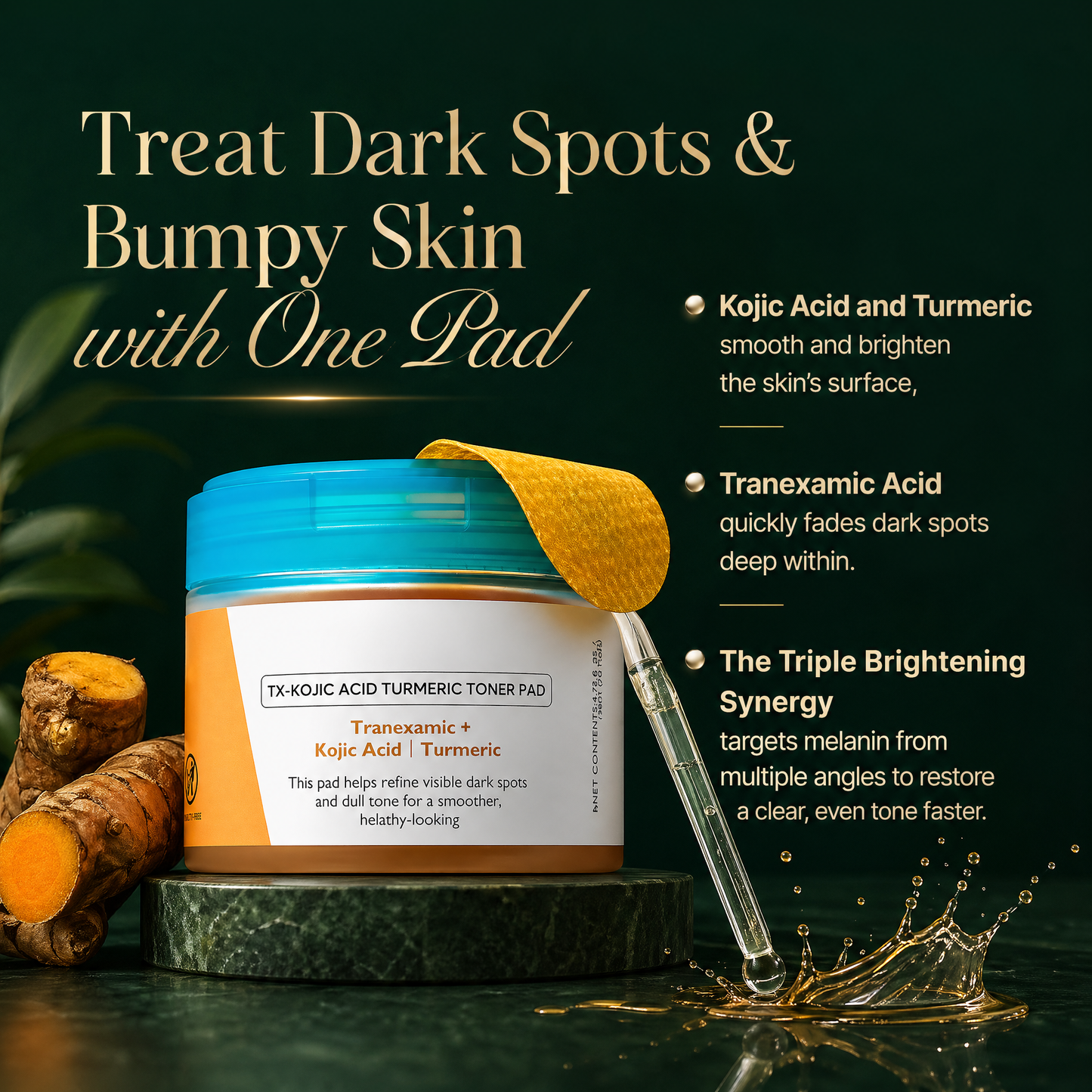 Turmeric Kojic Acid Toner Pads for Pigmentation Care 70 Pads