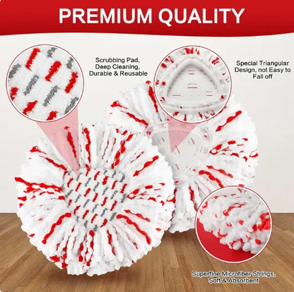 🔥 2026 Upgraded Spin Mop Heads with Scrubbing Pad