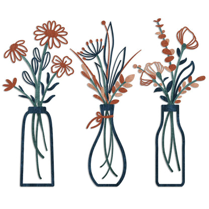 🔥Hot Sale-3 Pcs Metal Flowers Wall Art