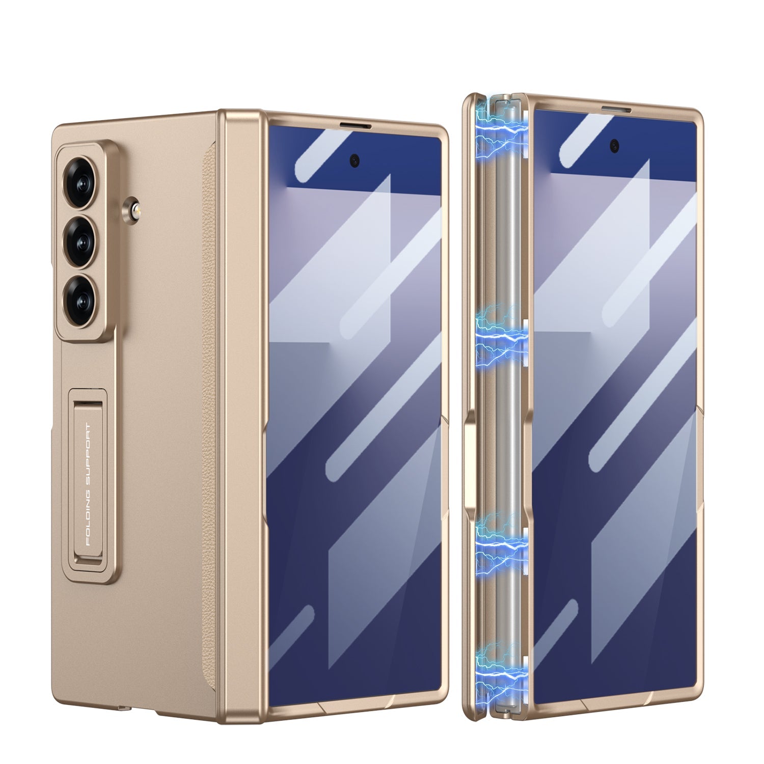 Magnetic Hinge Hidden Bracket All-included Case With Back Screen Protector For Galaxy Z Fold 8/7/6/5/4/3