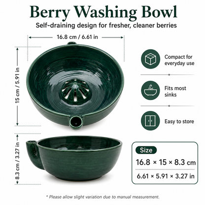🔥Hot Sale 50% OFF 🎁Self Spinning Berry Washing Bowl Ceramic, Automatic swirl fruit colander with drain hole, multipurpose kitchen washer for berries, fruits and vegetables