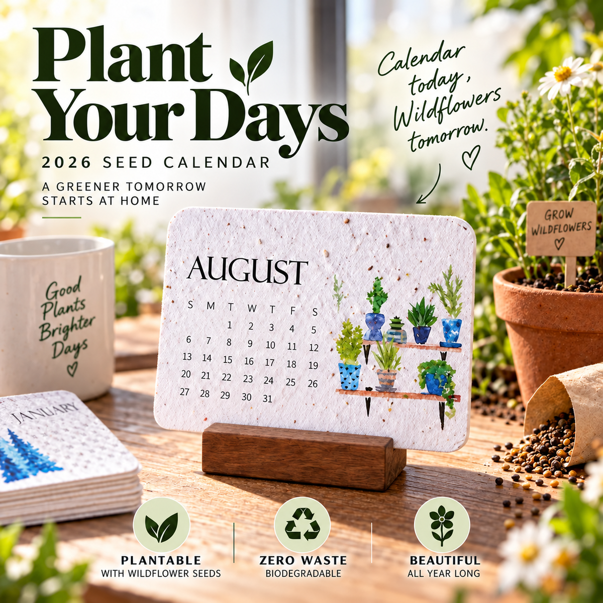 🔥Hot Sale 50% OFF🔥-🌱Eco-Friendly Plantable “Timeless” Seed Calendar 2027