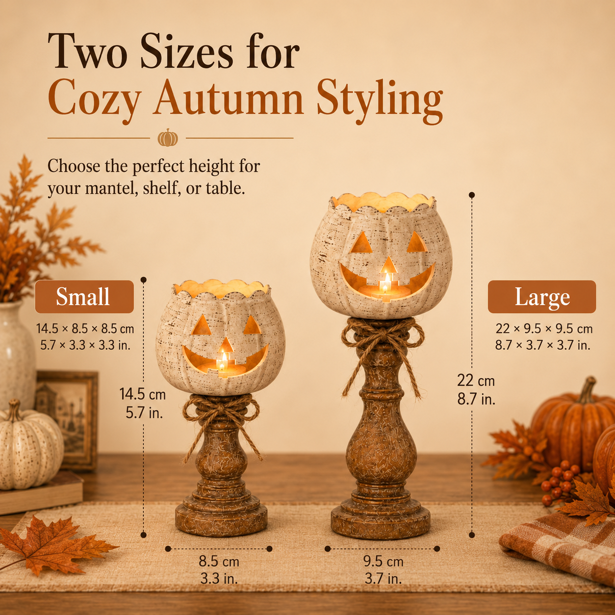 ✨Rustic White Pumpkin Tealight Candle Holder Set of 3