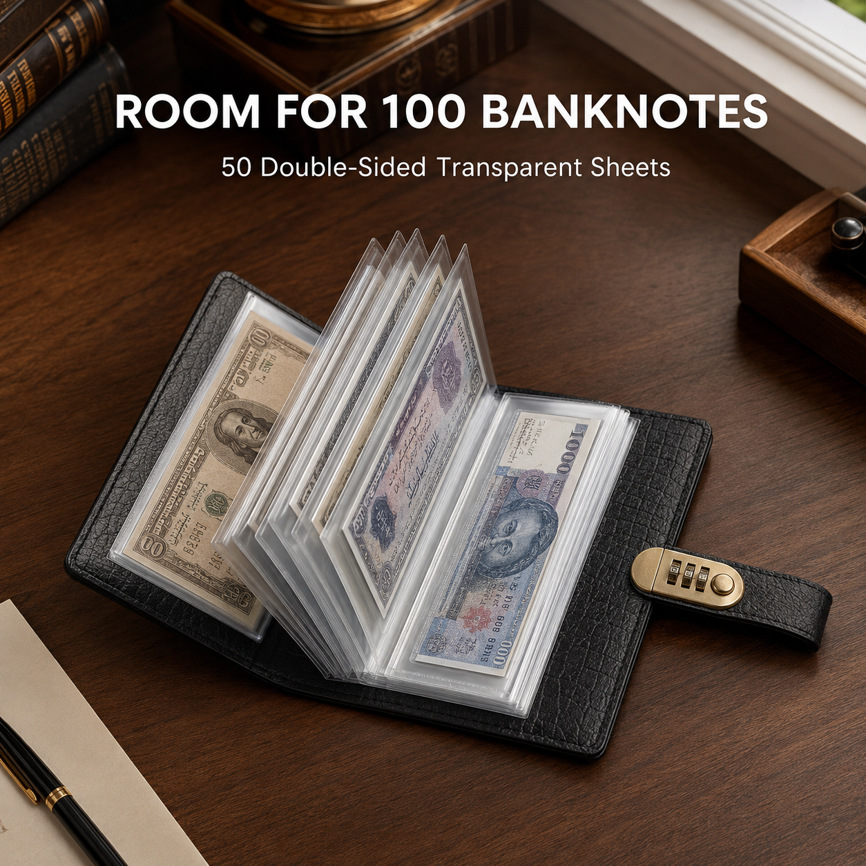 ⏳🔥LIMITED-TIME 55% OFF! 💵100 Transparent Pocket Currency Collectors Album