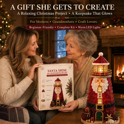 🎄Beginner-Friendly DIY Lighted Christmas Character Sea Glass-Style Lighthouse Kit Collection