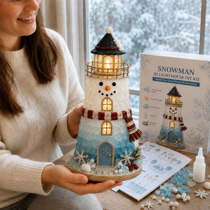 🎄Beginner-Friendly DIY Lighted Christmas Character Sea Glass-Style Lighthouse Kit Collection
