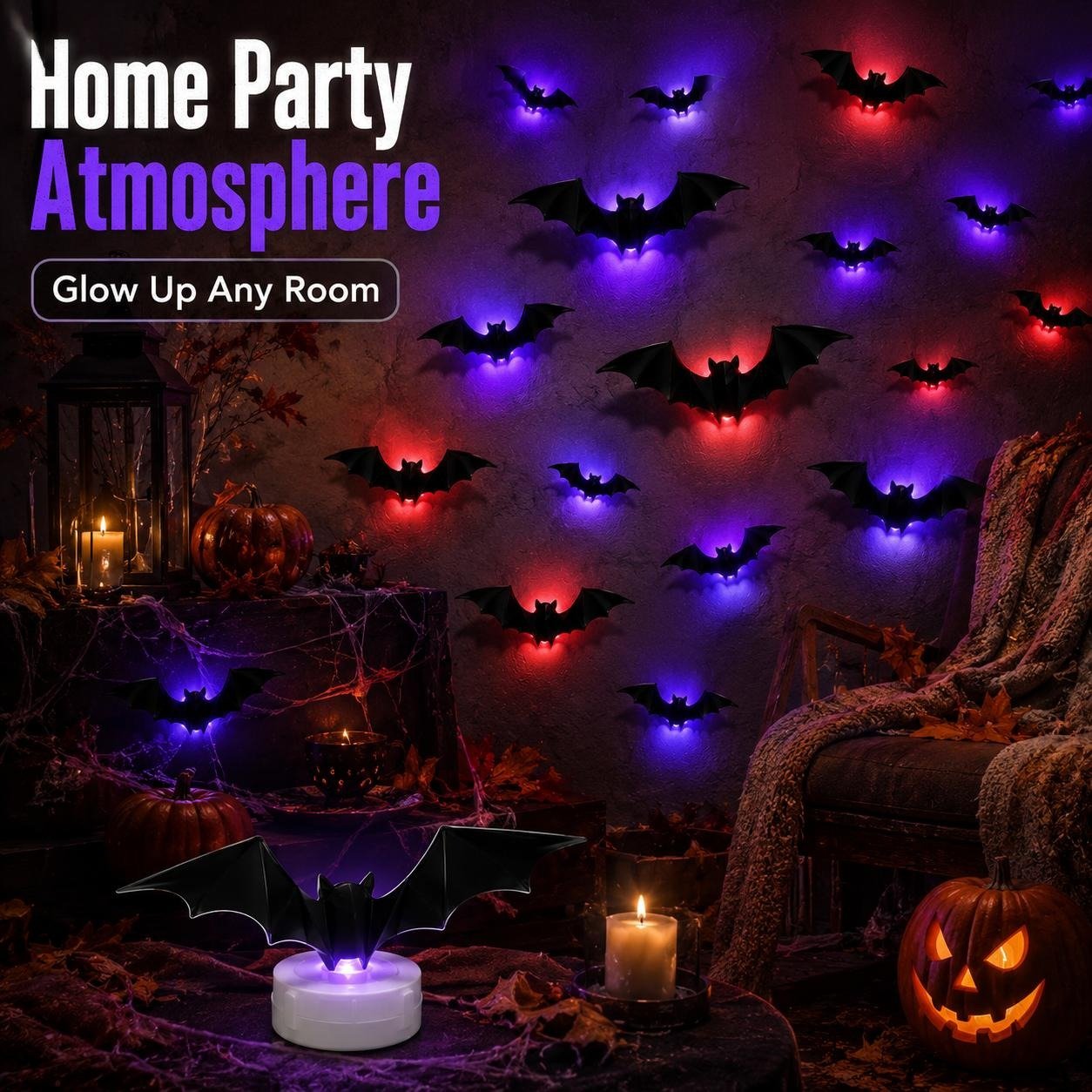 🎃Halloween Pre-sale🎃3D LED Bat Halloween Decorations – Create A Spooky Glow For Your Home