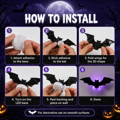 🎃Halloween Pre-sale🎃3D LED Bat Halloween Decorations – Create A Spooky Glow For Your Home