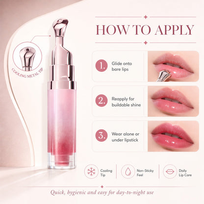 Hydrating Brightening Lip Serum with Peptides and Cooling Roller Applicator