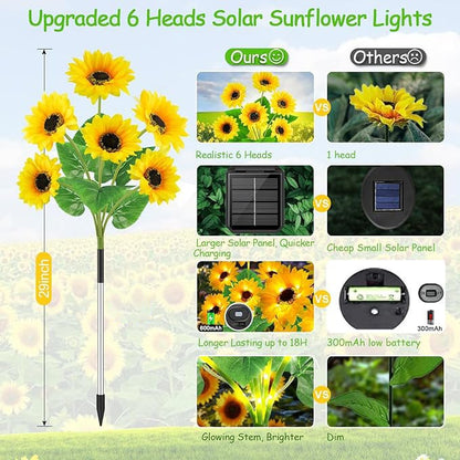 🔥🌻Last Day Sale 50% OFF🌞Solar LED Sunflower Garden Lights-29.6inch/74cm