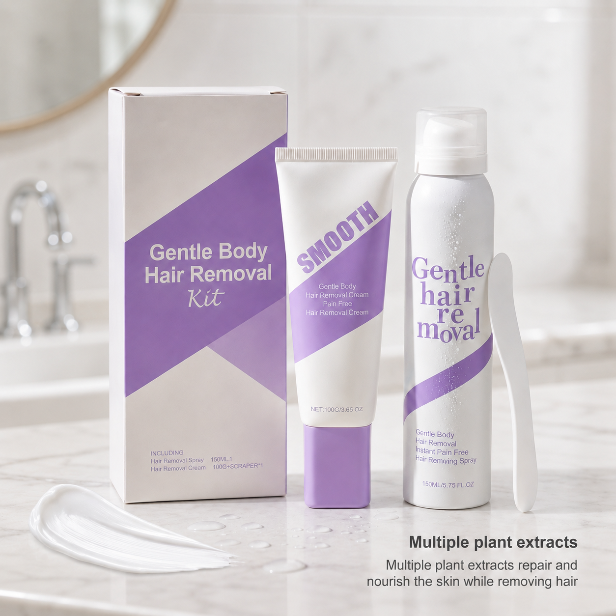 Bikini Pain-Free Hair Removal Cream for Sensitive Skin,Gentle Citrus Sensitive Skin Hair Removal Cream&Spray
