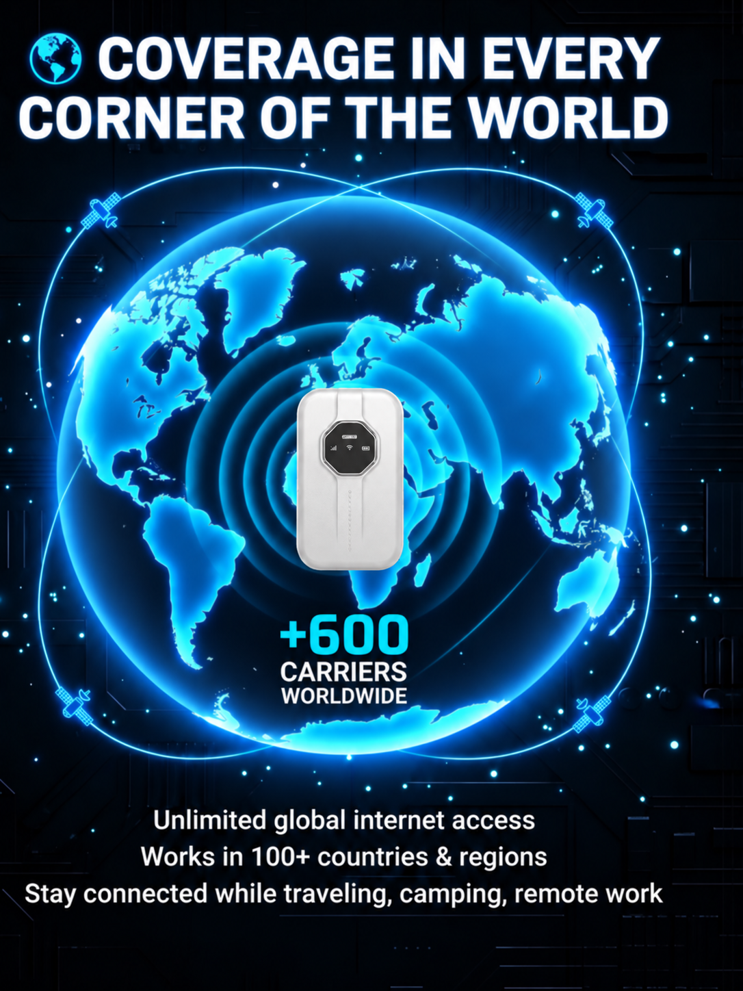 Portable Wi-Fi advertised for 100 plus countries and 600 plus carriers