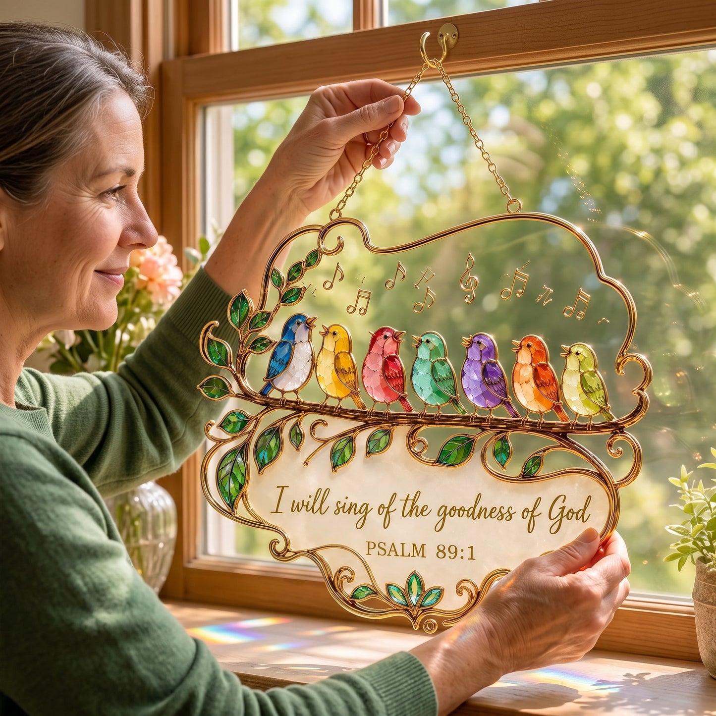 🔥Final Inventory 60% OFF🔥 Psalm 89:1 Songbird Window Hanging Suncatcher