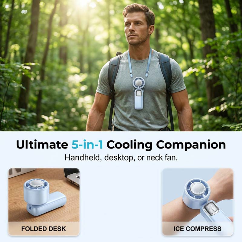 🔥⚡ 50K+ SOLD! ❄️ Foldable Handheld Cooling Fan with LED Display