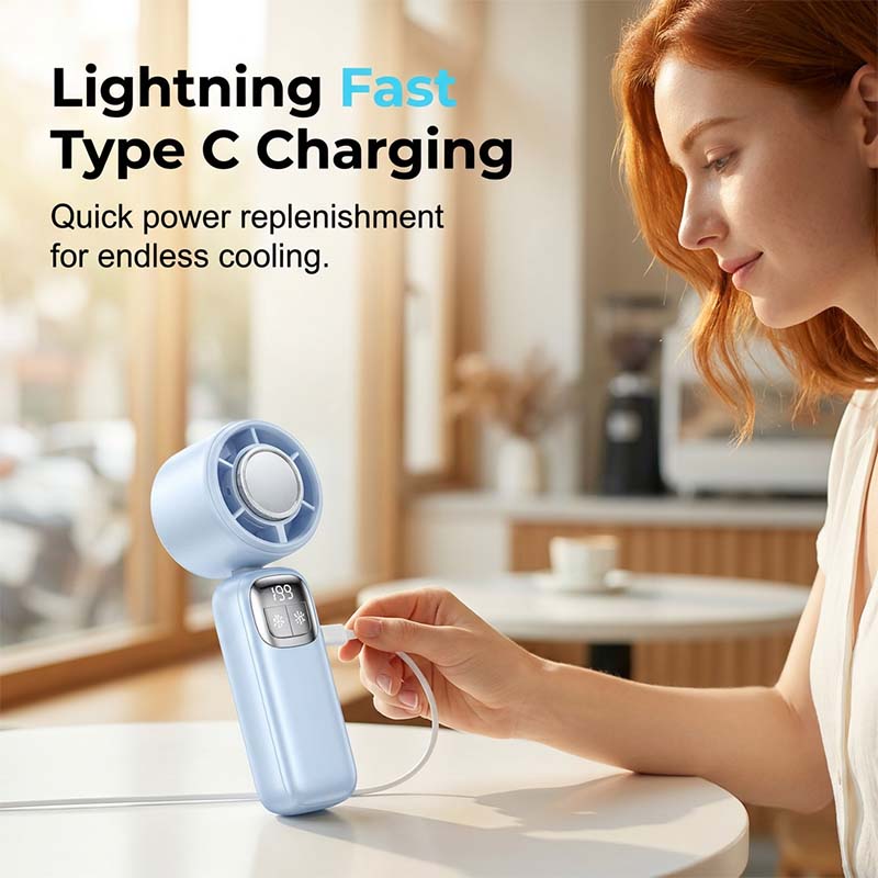🔥⚡ 50K+ SOLD! ❄️ Foldable Handheld Cooling Fan with LED Display