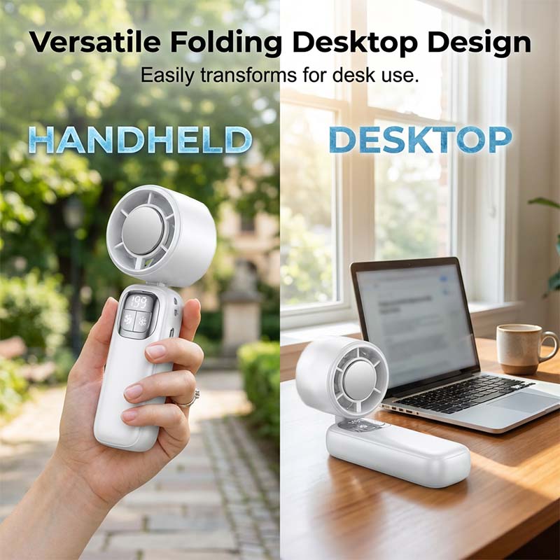 🔥⚡ 50K+ SOLD! ❄️ Foldable Handheld Cooling Fan with LED Display