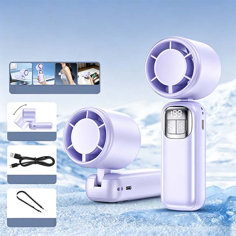 🔥⚡ 50K+ SOLD! ❄️ Foldable Handheld Cooling Fan with LED Display